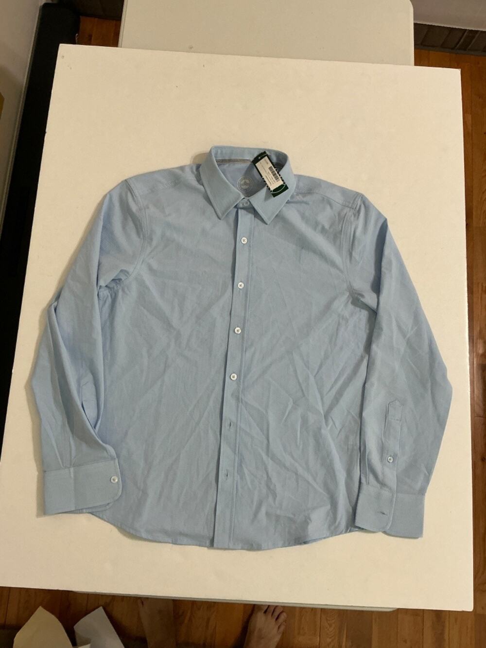Flag & Anthem Bryant Performance Seersucker Shirt Mens S Short Light Blue NWT